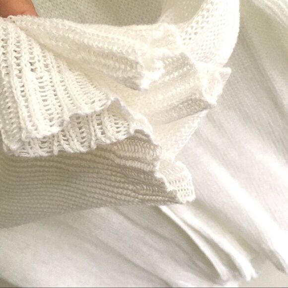 EILEEN FISHER Linen Knit V-Neck Button Front Cardigan Sweater White L - Picture 5 of 12